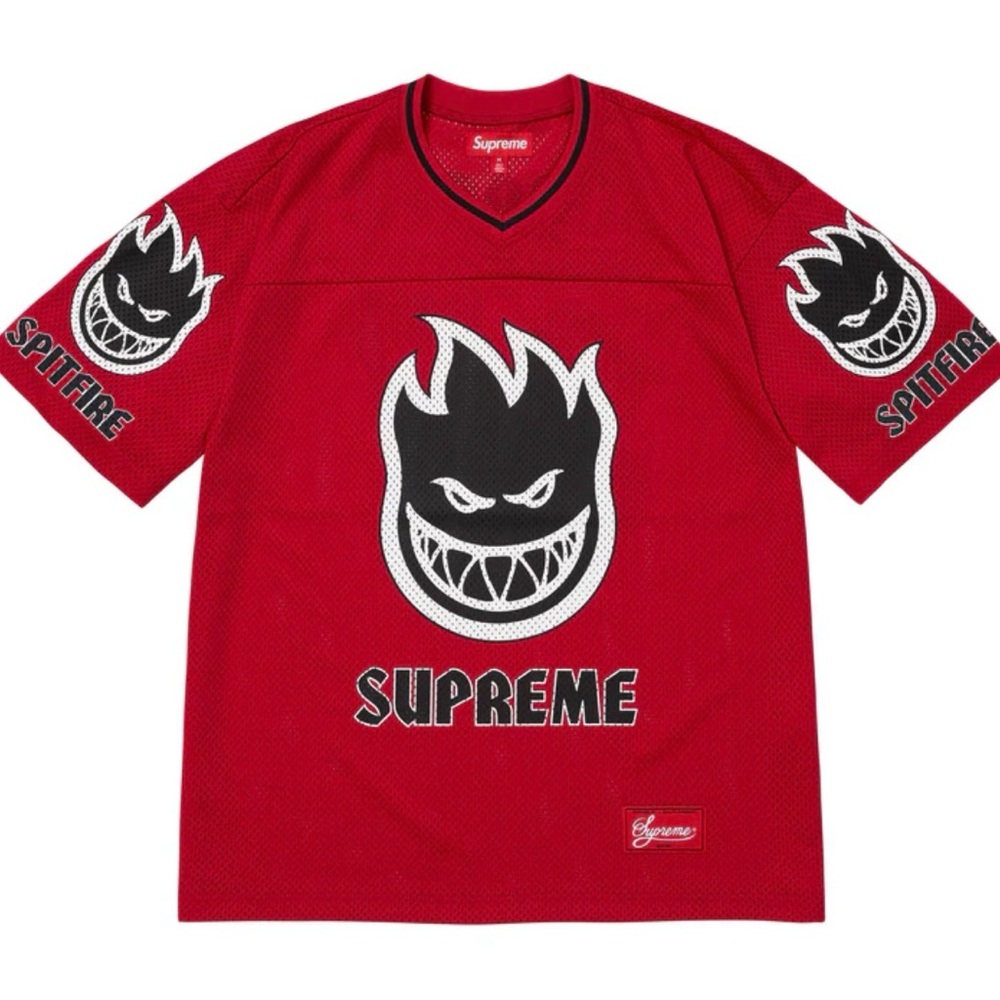 Supreme Spitfire football jersey mesh brand new red/black in hand
